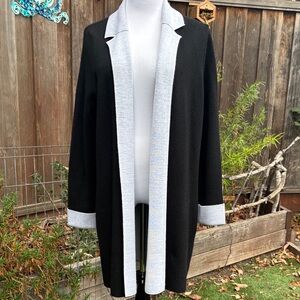 Black and Gray Open Front Sweater